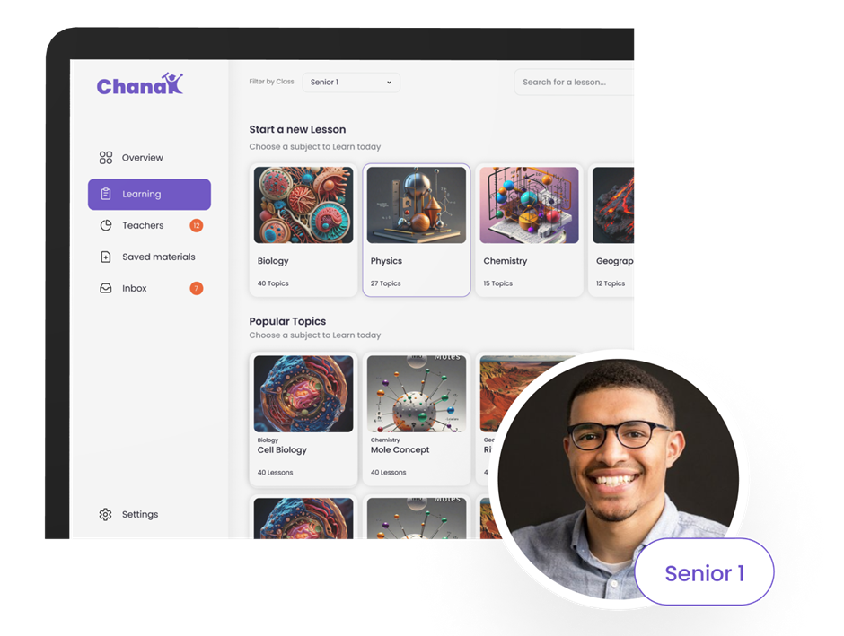 Chanak student dashboard showing various learning resources